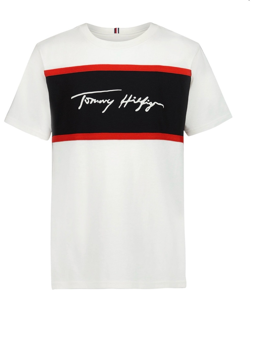 Tommy Hilfiger White, Black & Red Signature Panel Tee